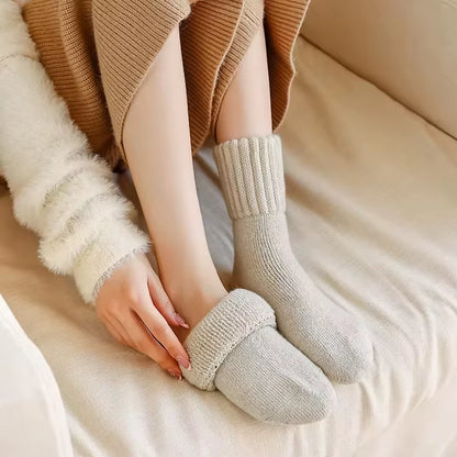 1/5 Pairs Winter Thickened Wool Socks Women’S Breathable Comfortable Plush Low Tube Snow Socks Korean Simple Warm Cashmere Socks